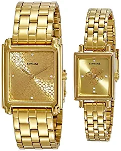 Analog Champagne Dial Couple's Watch NK70538080YM01