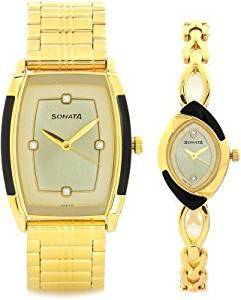 Sonata Analog Gold Dial Unisex Watch 70808069YM02