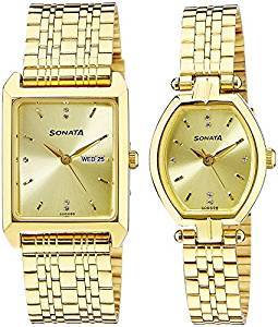 Sonata Analog Gold Dial Unisex's Watch NK70078083YM02