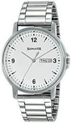 Sonata Essentials Analog White Dial Men's Watch NM77083SM01 / NL77083SM01