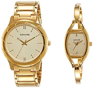 Pairs Analog Beige Dial Couple Watch NL71258114YM01