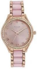 Sonata Poze Quartz Analog Rose Gold Dial Metal with ABS Strap Watch for Woman_SP80054KD01W