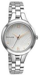 Sonata Silver White Dial Analog Watch for Women NR8151SM05
