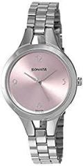 Sonata Steel Daisies Analog Pink Dial Women's Watch NL8151SM03