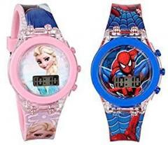SQUIRRO Digital Unisex Watch Multicolour Dial Multicolored Strap Pack of 2