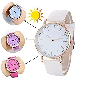 Ss Collection Analogue White to Pink Change Colour In Sun Light Dial Girl's & Boy's Watch SS0011