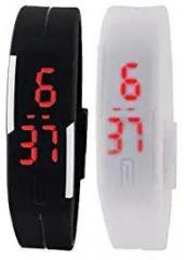 SS S S Traders Digital Unisex Watch Black Dial & White & Black Colored Strap