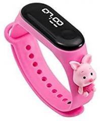 SS Traders New LED Digital Sport Wristband Fashion Cartoon Silicone Kids Watch with Cartoon Strap Watch for Girls Pink