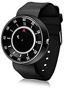 Style Feathers Men's Creative Turnplate Display Black Wrist Watch Inspired Design Unisex Silicone Gift Quartz Sport Watch Black