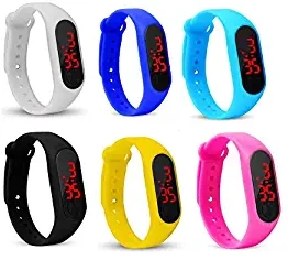 New Arrival Latest Collection of Digital Watch for Boys and Girls Black\White\Pink\Sky Blue\Yellow\Blue Combo of 6 Watch