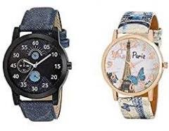 Stysol Couple Analog White & Blue Dial Unisex Combo Watches Pack of 2