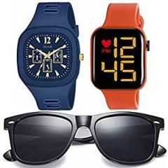 Stysol Unisex Best Birthday Gift For Adult Men Sunglasses For Boys Sports Watch Digital Combo of 3