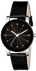 SWADESI STUFF Analogue Crystal Girl's Watch Black Dial Black Colored Leather Strap
