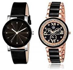 SWADESI STUFF Analogue Girl's Watch Black Dial Black Colored Strap Pack of 2