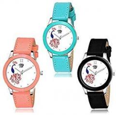 SWADESI STUFF Analogue Girl's Watch White Dial Multi Colored Strap Pack of 3