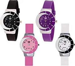 SWADESI STUFF Analogue Unisex Watch Multicolored Dial Multi Colored Strap Pack of 4