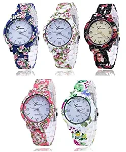 Analogue Women's Watch White Dial Multicolour Strap Pack of 5