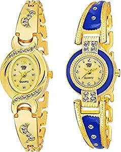 Luxury Bangle Gold Color Watch Combo of 2 for Women & Girls