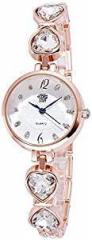 SWADESI STUFF Rose Gold Watch Analogue Girl's Watch White Dial Rose Colored Strap