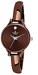 Analogue Round Dial Brown Plated Bracelet Women 's Wrist Watch