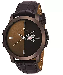 SWISSTONE Analogue Brown Dial and Leather Strap Men's Watch