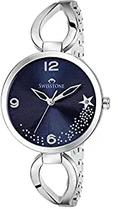 Analogue Women's Watch Blue Dial Silver Colored Strap