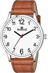 SWISSTYLE Analog Men's Watch White Dial Brown Colored Strap
