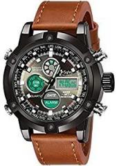 Sylvi Business Watch Mens Luxury Brand Casual Digital Man Watches Sports Military Brown SY 3022 Analog Digital Black Dial Boys Watch for Men Brown