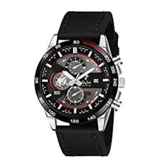 Sylvi Premium Casual Stylish Watch | Luxury Working Chronograph Watch for Men | Water Resistant Branded Men's Wrist Watch with Stopwatch & Date Display Timegrapher Red Leather Watch