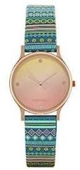 Teal Analog Ombre Aztec Printed Strap Watch Teal