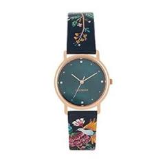 TEAL BY CHUMBAK Round Dial Analog Watch for Women|Bird Paradise Collection| Printed Vegan Leather Strap|Gifts for Women/Girls/Ladies |Stylish Fashion Watch for Casual/Work Navy
