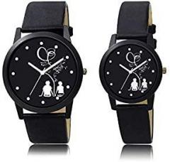 TESLO Analogue Black Dial Couple Collection Boy's and Girl's Watch for Couple Watch