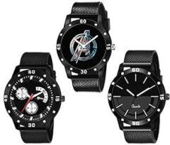 The Shopoholic Special Super Quality Analog Black Dial PU Blet Watches Combo for Boys and Mens Pack of 3
