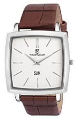 TIMEWEAR Analog Slim Series Two Hands Leather Strap Square Watch for Men