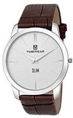 TIMEWEAR Analog Slim Two Hands Leather Strap Watch for Men