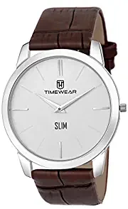TIMEWEAR Analogue Men's Watch Off White Dial Brown Colored Strap