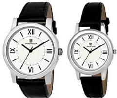 TIMEWEAR Analogue Unisex Watch White Dial Black Colored Strap Pack of 2