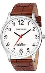 TIMEWEAR Men's Analog Number Dial Brown Leather Strap Watch