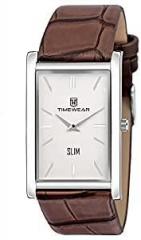 TIMEWEAR Slim Series Two Hands Brown Leather Strap Watch for Men