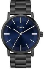 Timex Analog Blue Dial Black Band Men's Stainless Steel Watch TWHG35SMU08