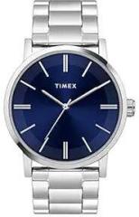 Timex Analog Blue Dial Silver Band Men's Stainless Steel Watch TWHG35SMU06