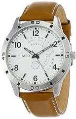 TIMEX Analog Leather Men's Watch White Dial Brown Colored Strap TW000U927