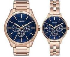 TIMEX Joy of Love Pair Stainless Steel Blue Dial 44 x 36 mm Analog Watch for Men TW00PR290