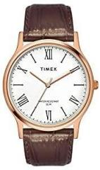 TIMEX Men's Analog White Dial Coloured Quartz Watch, Round Dial Rose Gold Stainless Steel Case TWNTG0900