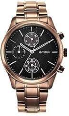 Titan Analog Black Dial Brown Band Men's Stainless Steel Watch 1805QM04/NR1805QM04