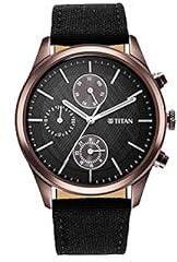 Titan Analog Black Dial Men's Watch 1805QP01/NR1805QP01 Fabric, Black Strap, Black Strap