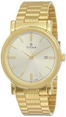 Titan Analog Gold Dial Men's Watch NL1712YM03/NR1712YM03