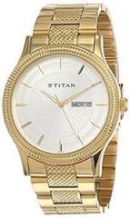 Titan Analog Silver Dial Gold Band Men's Stainless Steel Watch NL1650YM05/NL1650YM05