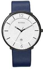 Titan Analog White Dial Men's Watch 1849NL01/NR1849NL01 Genuine Leather, Blue Strap