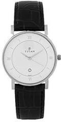 Titan Analog White Dial Unisex's Watch NL9162SL04/NR9162SL04 Genuine Leather, Black Strap